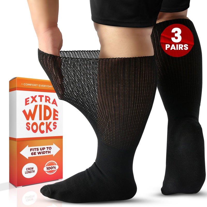 Wide Calf Socks Extra Wide Diabetic Socks for Men and Women Loose Fit Size 1013 3 Pairs